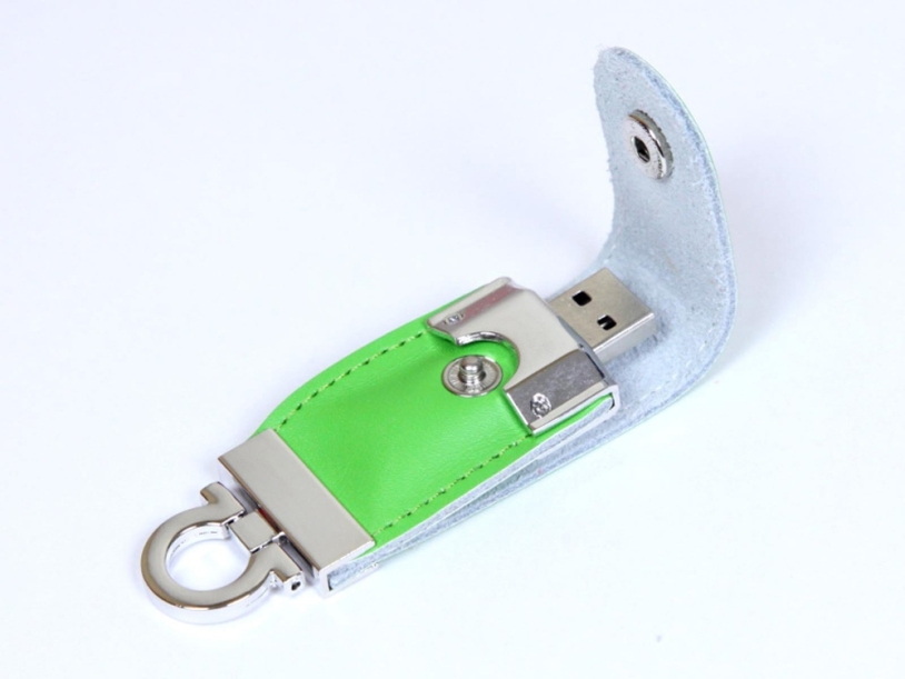 USB 2.0- флешка на 32 Гб в виде брелока (зеленый) 32Gb (Изображение 1)
