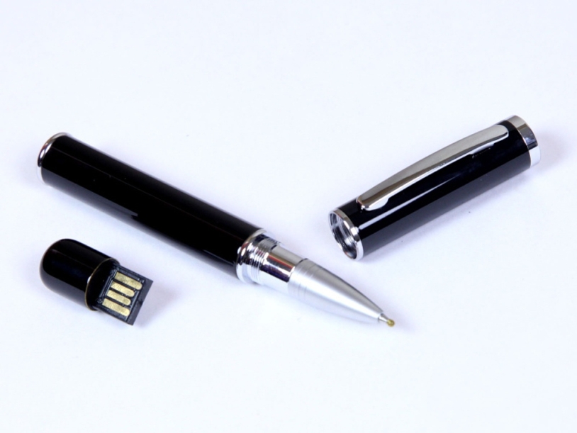 USB 2.0- флешка на 64 Гб в виде ручки с мини чипом (черный) 64Gb (Изображение 1)