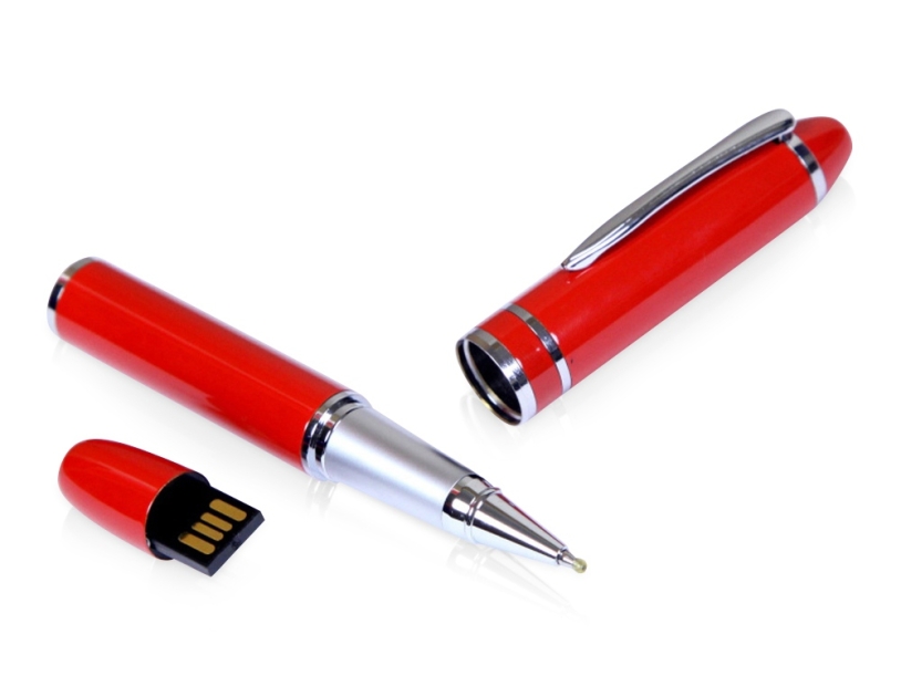 USB 2.0- флешка на 64 Гб в виде ручки с мини чипом (красный) 64Gb (Изображение 1)
