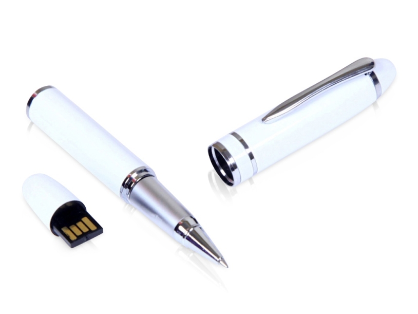 USB 2.0- флешка на 32 Гб в виде ручки с мини чипом (белый) 32Gb (Изображение 1)