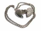 USB 2.0- флешка на 64 Гб Сердце с кристаллами (серебристый) 64Gb