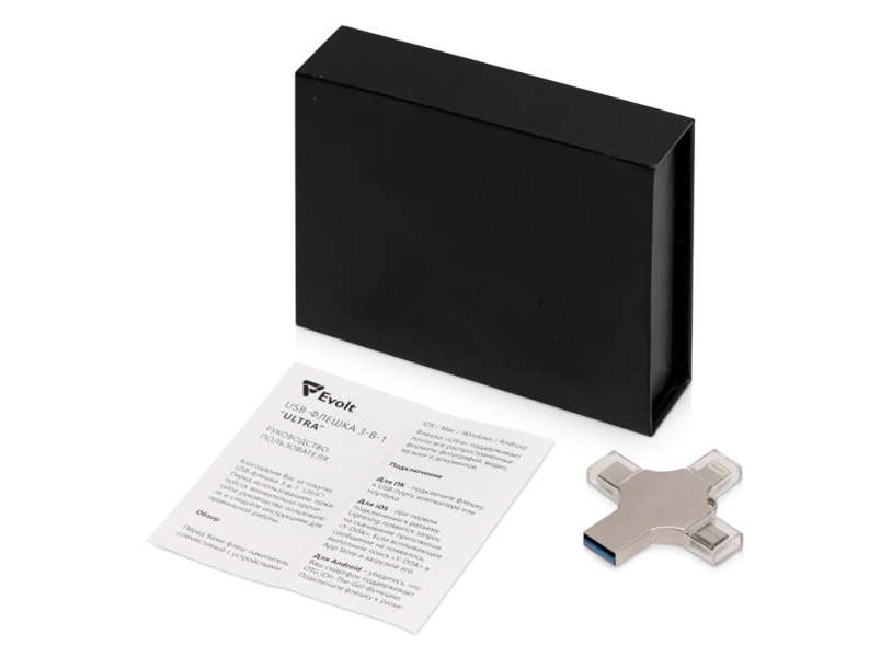 USB-флешка 3.0 на 32 Гб 4-в-1 Ultra, серебристый (Изображение 7)