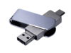 USB 2.0-флешка на 64 Гб 3-в-1 с разъемами Micro USB и USB-C (серебристый) 64Gb (Изображение 1)