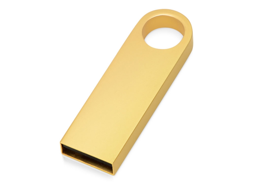 USB 2.0- флешка на 32 Гб с мини чипом, компактный дизайн с круглым отверстием (золотистый) 32Gb (Изображение 1)
