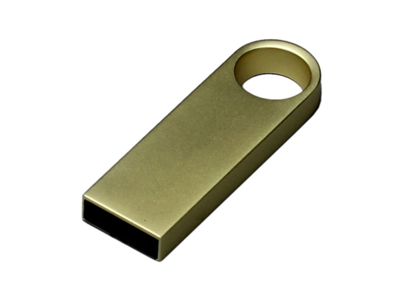 USB 2.0-флешка на 128 Гб с мини чипом и круглым отверстием (золотистый) 128Gb (Изображение 2)