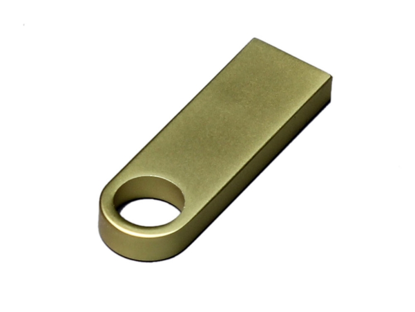 USB 2.0-флешка на 128 Гб с мини чипом и круглым отверстием (золотистый) 128Gb (Изображение 3)
