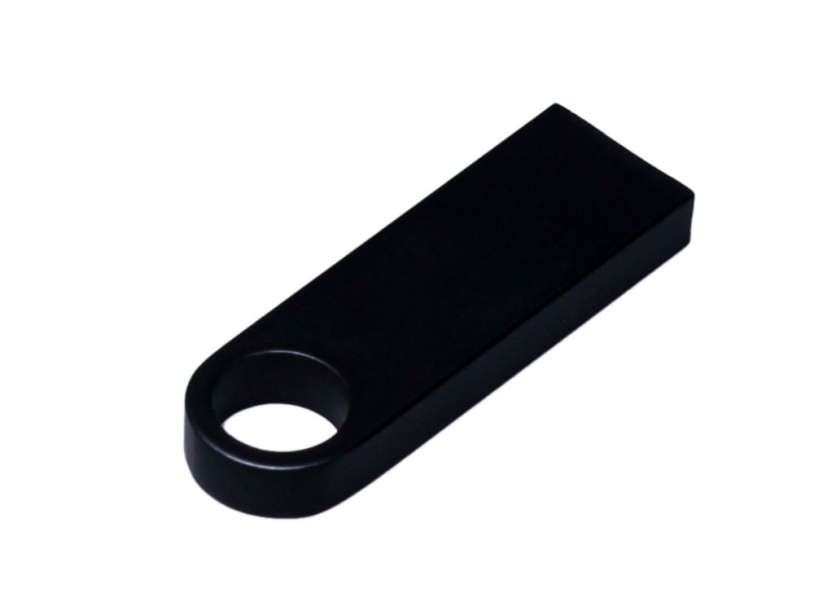 USB 2.0-флешка на 128 Гб с мини чипом и круглым отверстием (черный) 128Gb (Изображение 1)