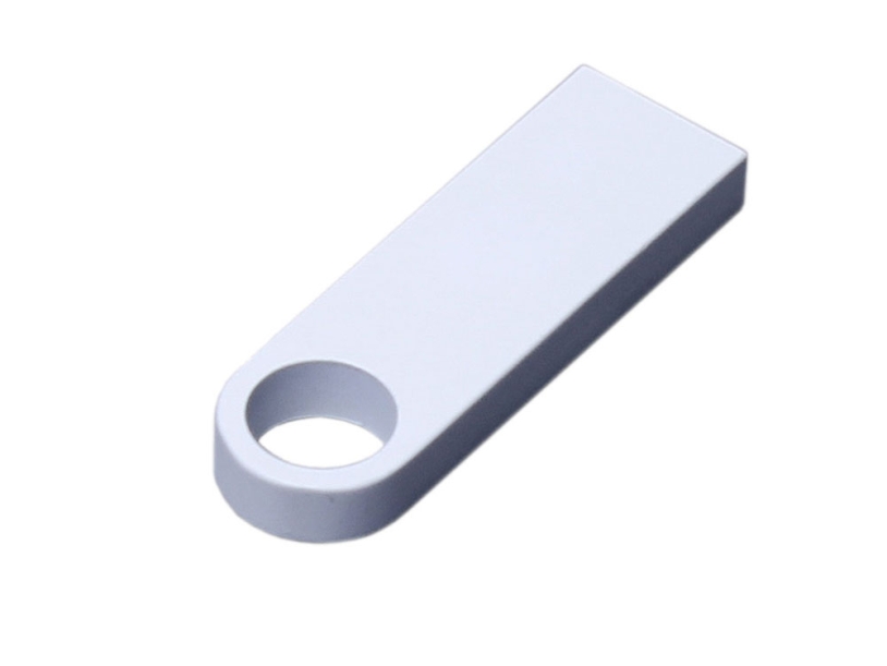 USB 2.0-флешка на 128 Гб с мини чипом и круглым отверстием (белый) 128Gb (Изображение 1)