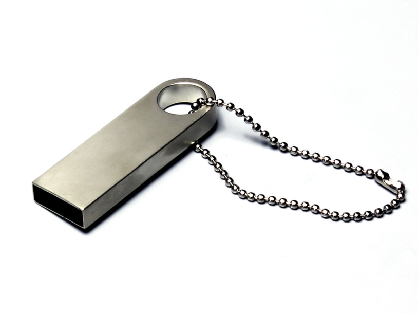 USB 2.0-флешка на 128 Гб с мини чипом и круглым отверстием (серебристый) 128Gb (Изображение 1)