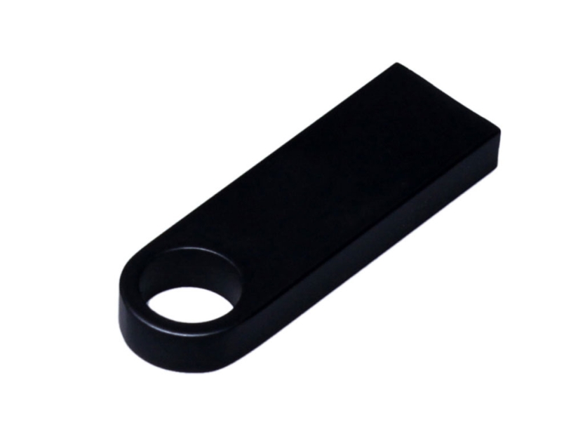 USB 2.0-флешка на 64 Гб с мини чипом и круглым отверстием (черный) 64Gb (Изображение 1)
