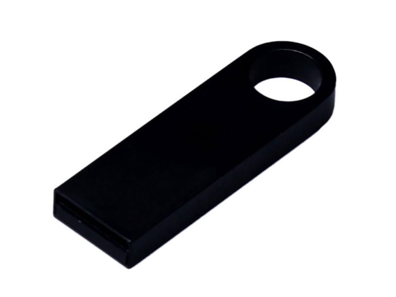 USB 2.0-флешка на 64 Гб с мини чипом и круглым отверстием (черный) 64Gb (Изображение 2)