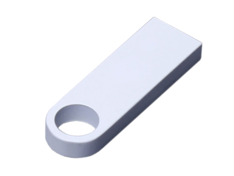 USB 2.0-флешка на 64 Гб с мини чипом и круглым отверстием (белый) 64Gb (Изображение 1)