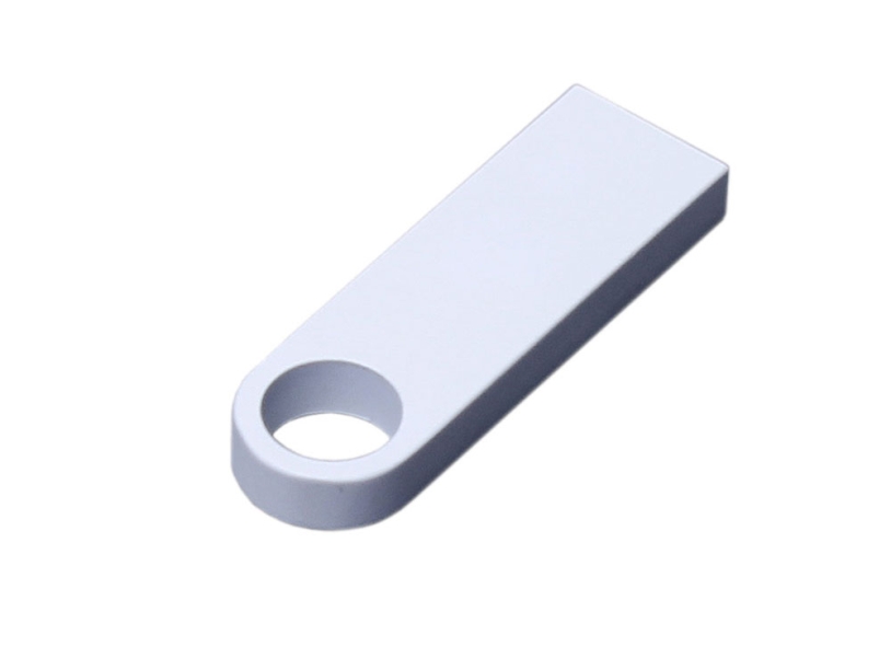 USB 2.0-флешка на 32 Гб с мини чипом и круглым отверстием (белый) 32Gb (Изображение 1)