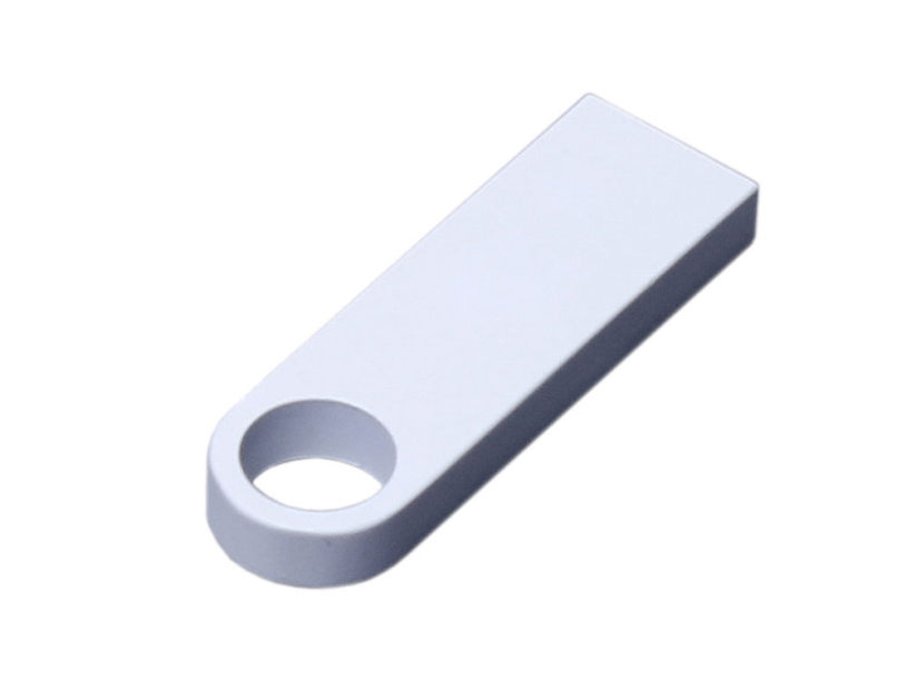 USB 2.0-флешка на 16 Гб с мини чипом и круглым отверстием (белый) 16Gb (Изображение 1)