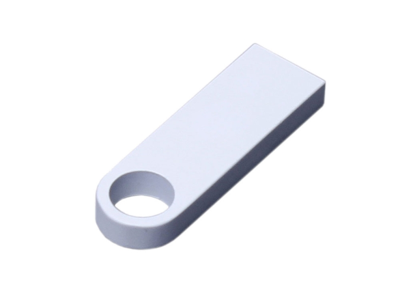 USB 2.0-флешка на 8 Гб с мини чипом и круглым отверстием (белый) 8Gb (Изображение 1)