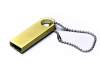 USB 2.0-флешка на 4 Гб с мини чипом и круглым отверстием (золотистый) 4Gb (Изображение 1)