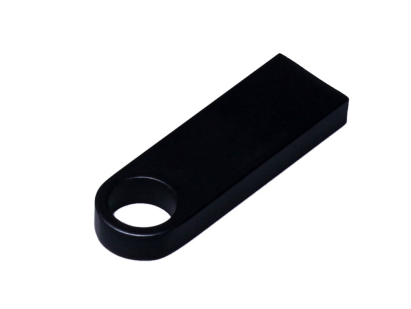 USB 2.0-флешка на 4 Гб с мини чипом и круглым отверстием (черный) 4Gb (Изображение 1)