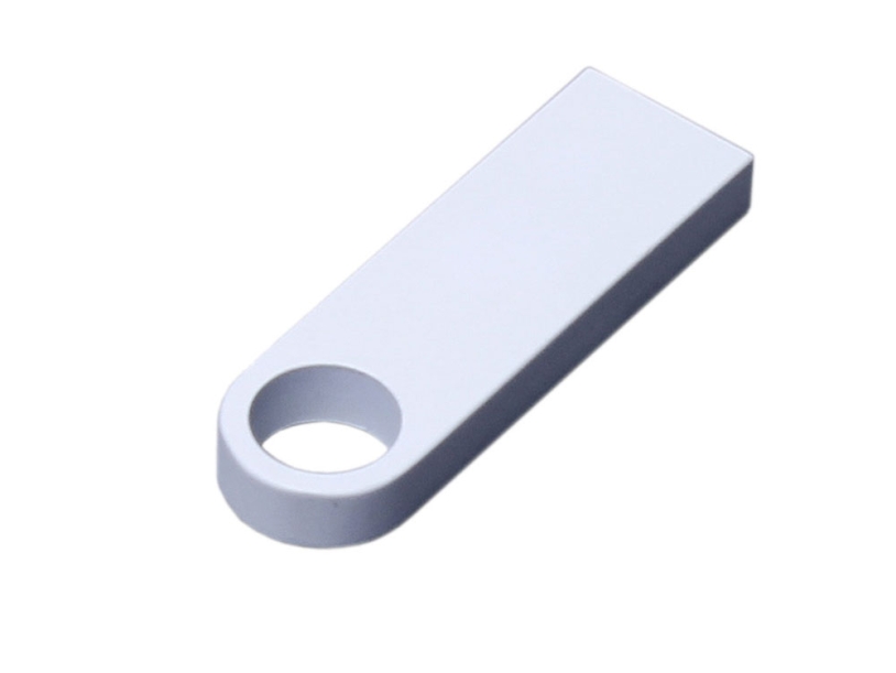 USB 2.0-флешка на 4 Гб с мини чипом и круглым отверстием (белый) 4Gb (Изображение 1)