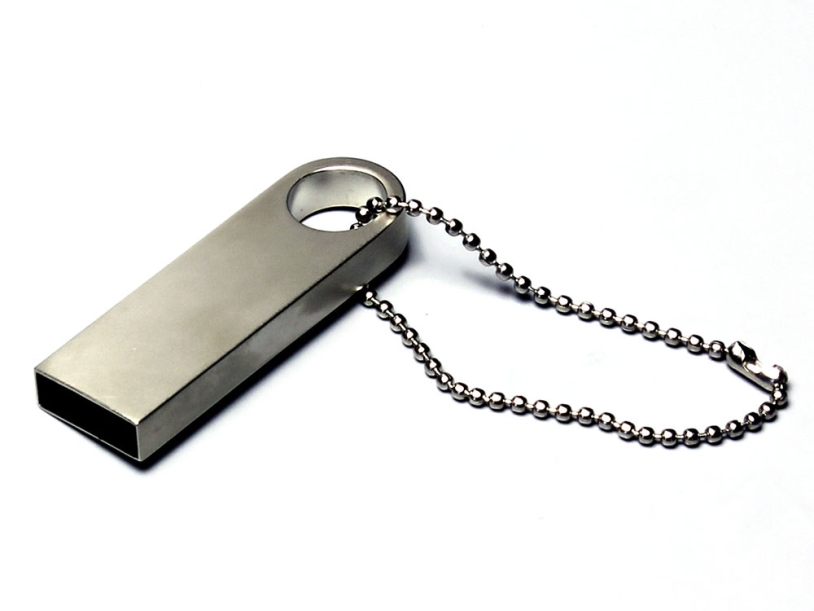 USB 2.0-флешка на 4 Гб с мини чипом и круглым отверстием (серебристый) 4Gb (Изображение 1)