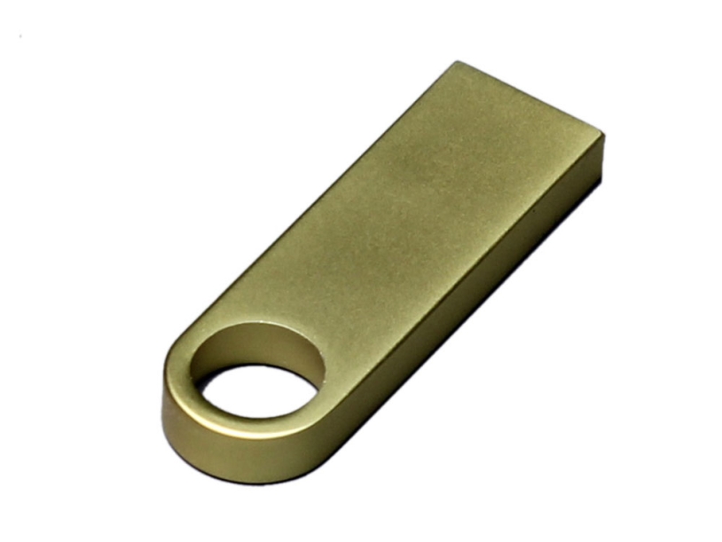 USB 2.0-флешка на 512 Мбайт с мини чипом и круглым отверстием (золотистый) 512Mb (Изображение 3)