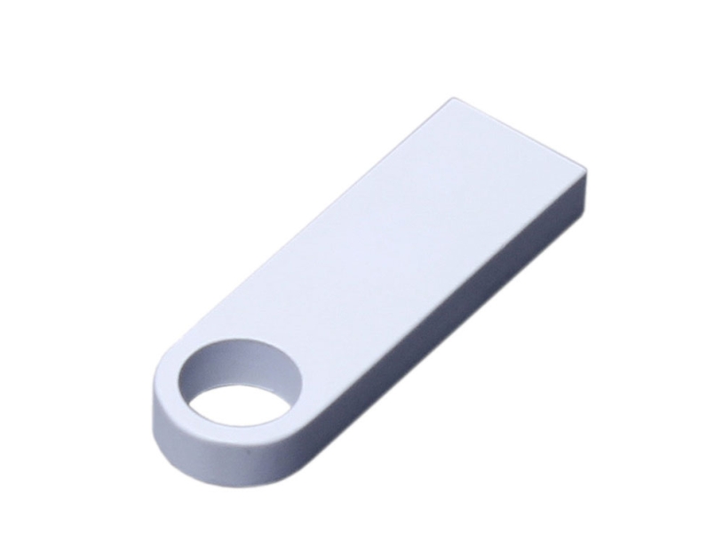 USB 2.0-флешка на 512 Мбайт  с мини чипом и круглым отверстием (белый) 512Mb (Изображение 1)