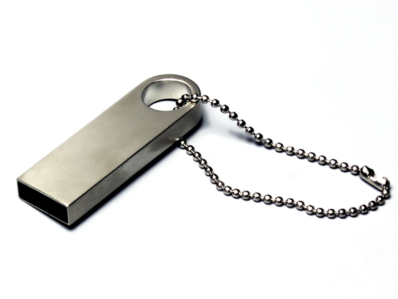USB 2.0-флешка на 512 Мбайт с мини чипом и круглым отверстием (серебристый) 512Mb (Изображение 1)