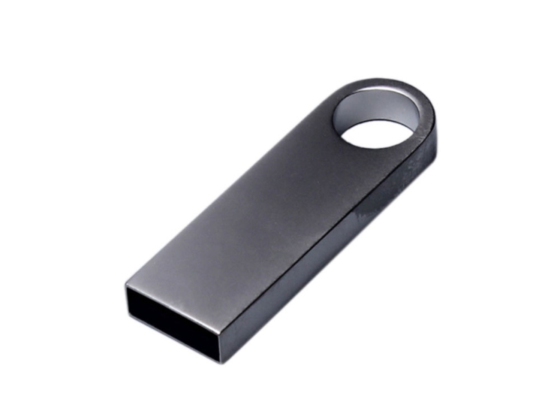 USB 2.0-флешка на 512 Мбайт с мини чипом и круглым отверстием (серебристый) 512Mb (Изображение 2)