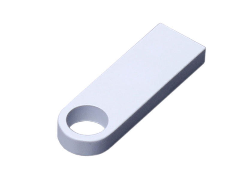 USB 3.0-флешка на 32 Гб с мини чипом и круглым отверстием (белый) 32Gb (Изображение 1)