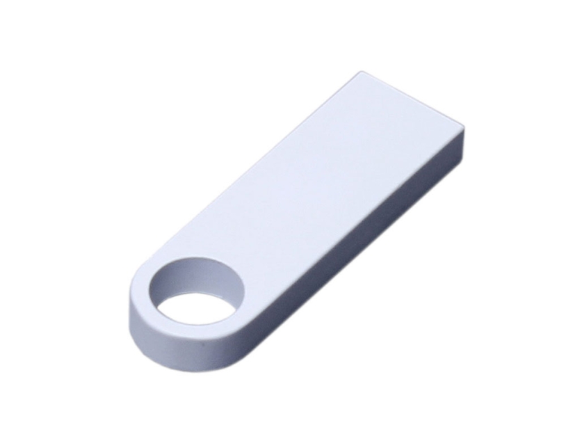 USB 3.0-флешка на 16 Гб с мини чипом и круглым отверстием (белый) 16Gb (Изображение 1)
