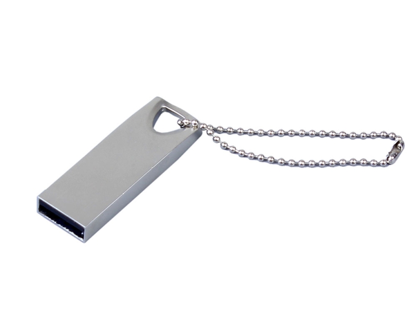 USB 2.0-флешка на 32 Гб с мини чипом и отверстием для цепочки (серебристый) 32Gb (Изображение 1)