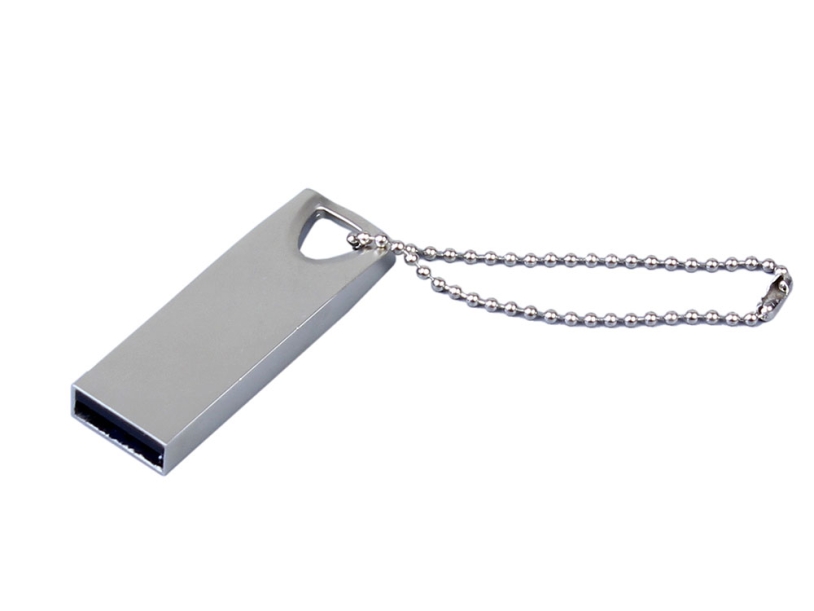 USB 2.0-флешка на 16 Гб с мини чипом и отверстием для цепочки (серебристый) 16Gb (Изображение 1)