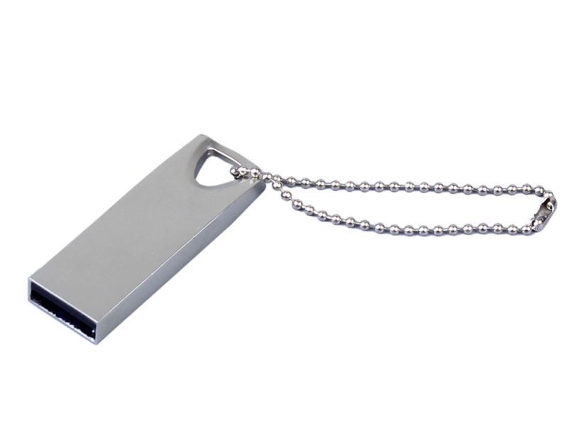 USB 2.0-флешка на 8 Гб с мини чипом и отверстием для цепочки (серебристый) 8Gb (Изображение 1)