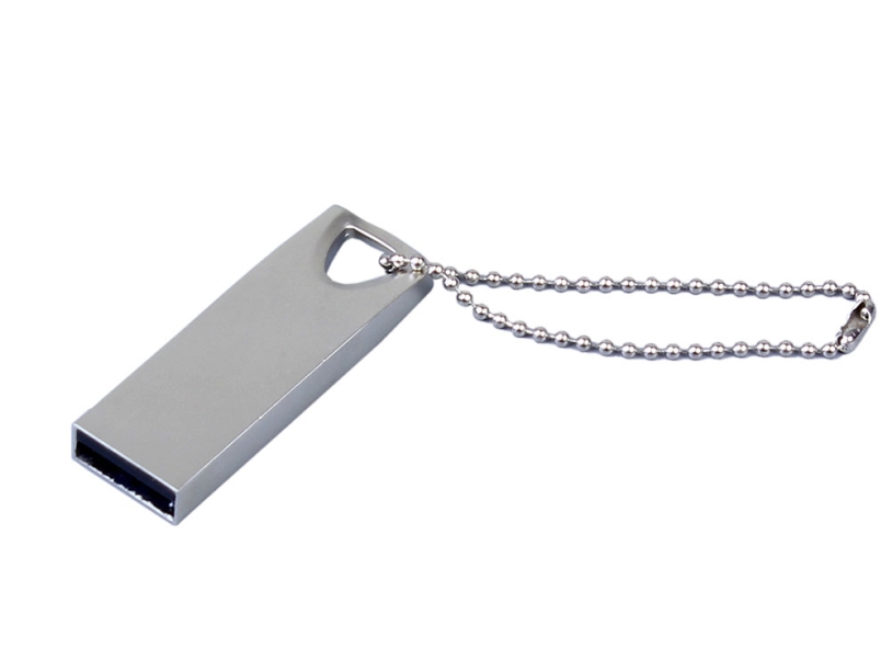 USB 2.0-флешка на 4 Гб с мини чипом и отверстием для цепочки (серебристый) 4Gb (Изображение 1)