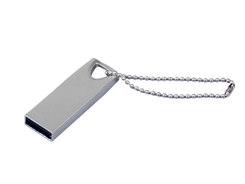 USB 3.0-флешка на 128 Гб с мини чипом и отверстием для цепочки (серебристый) 128Gb (Изображение 1)