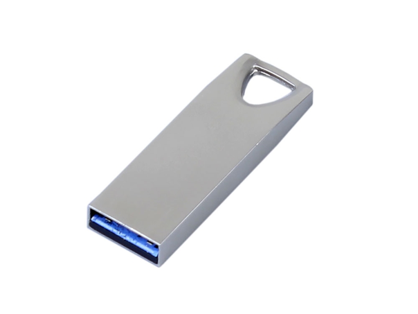 USB 3.0-флешка на 64 Гб с мини чипом и отверстием для цепочки (серебристый) 64Gb (Изображение 2)