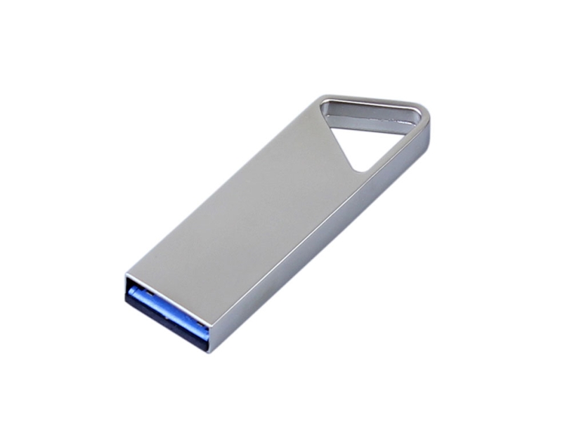 USB 2.0-флешка на 128 Гб с мини чипом и отверстием для цепочки (серебристый) 128Gb (Изображение 2)