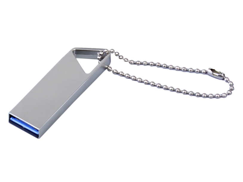 USB 2.0-флешка на 64 Гб с мини чипом и отверстием для цепочки (серебристый) 64Gb (Изображение 1)