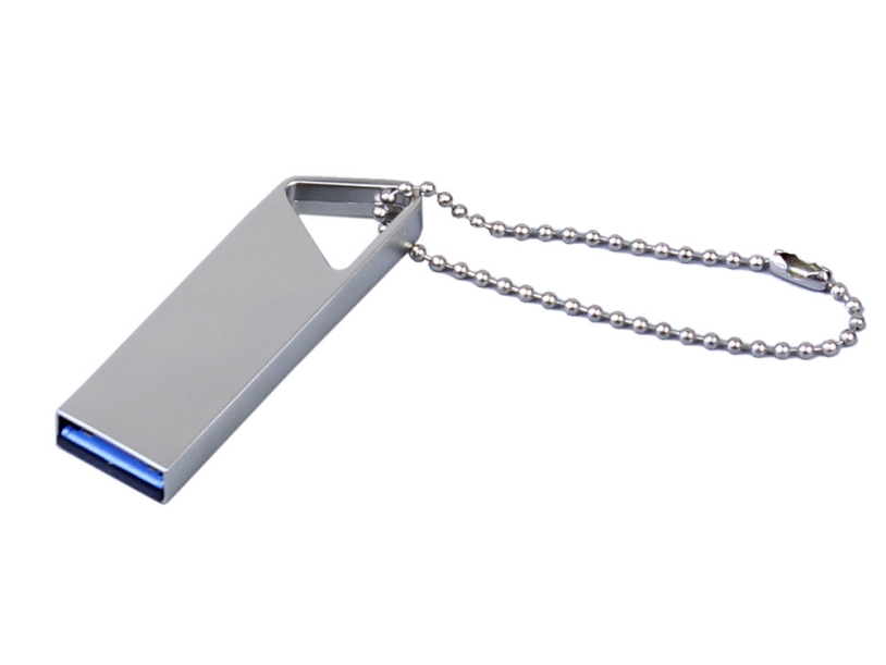 USB 2.0-флешка на 16 Гб с мини чипом и отверстием для цепочки (серебристый) 16Gb (Изображение 1)