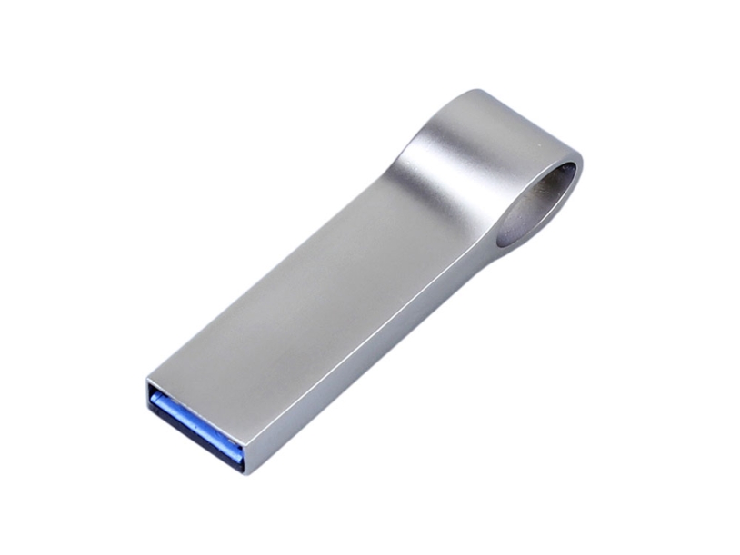 USB 2.0-флешка на 64 Гб с мини чипом и боковым отверстием для цепочки (серебристый) 64Gb (Изображение 2)
