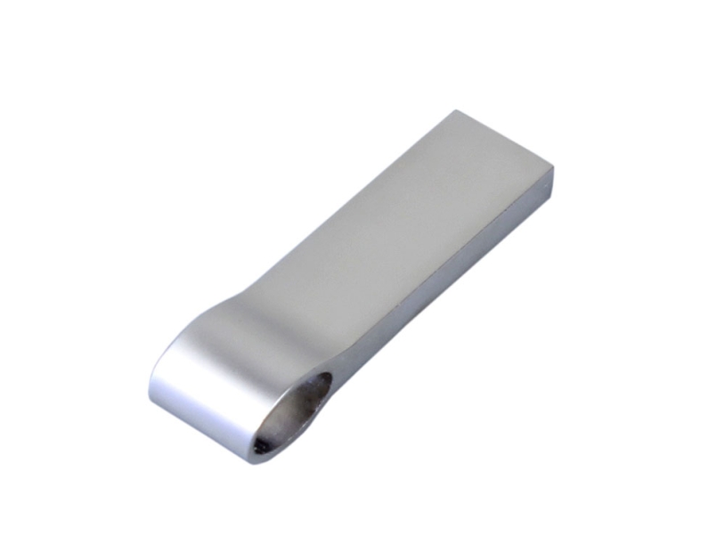 USB 2.0-флешка на 64 Гб с мини чипом и боковым отверстием для цепочки (серебристый) 64Gb (Изображение 3)