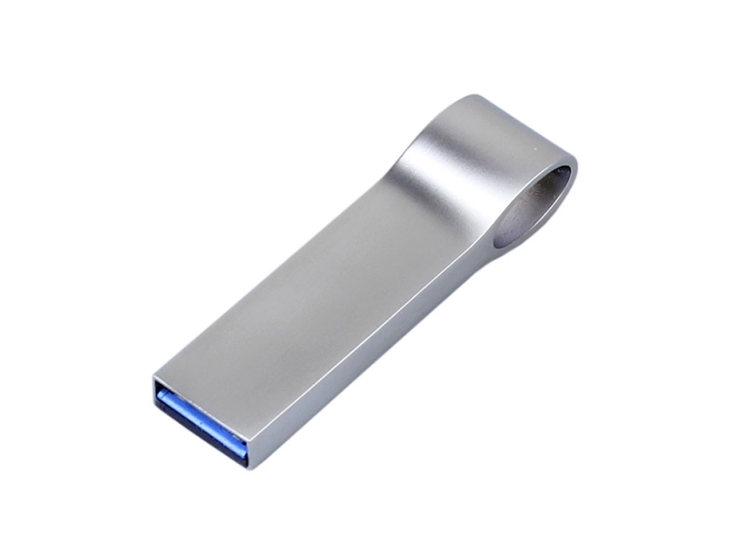USB 2.0-флешка на 32 Гб с мини чипом и боковым отверстием для цепочки (серебристый) 32Gb (Изображение 2)