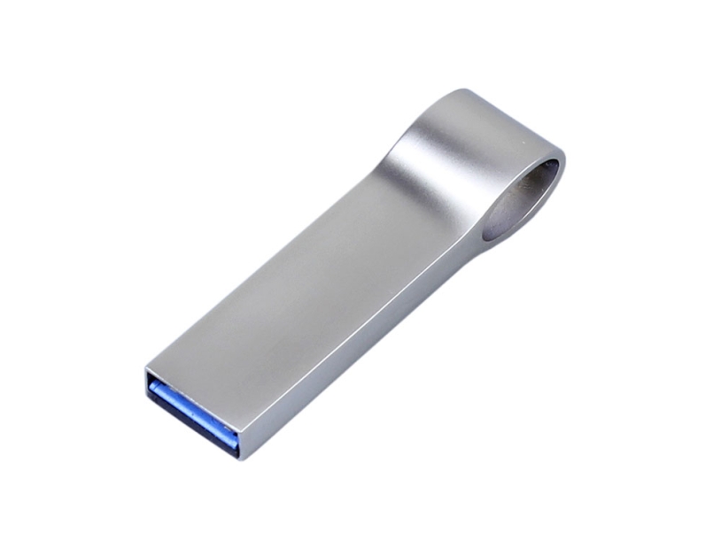 USB 2.0-флешка на 16 Гб с мини чипом и боковым отверстием для цепочки (серебристый) 16Gb (Изображение 2)