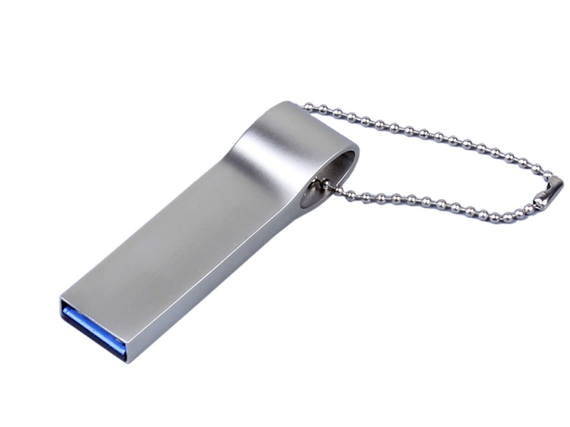 USB 2.0-флешка на 4 Гб с мини чипом и боковым отверстием для цепочки (серебристый) 4Gb (Изображение 1)