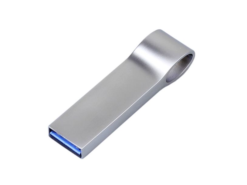 USB 2.0-флешка на 4 Гб с мини чипом и боковым отверстием для цепочки (серебристый) 4Gb (Изображение 2)