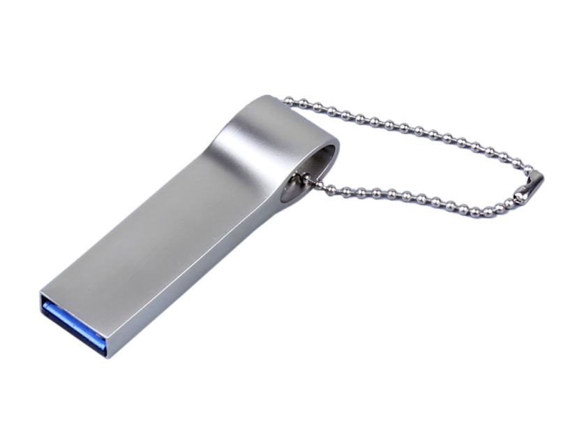 USB 3.0-флешка на 128 Гб с мини чипом и боковым отверстием для цепочки (серебристый) 128Gb (Изображение 1)