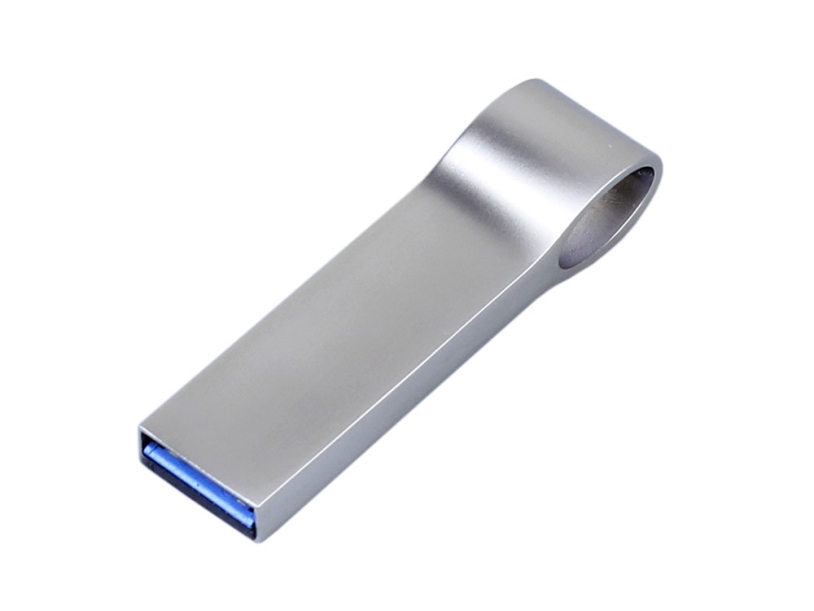 USB 3.0-флешка на 128 Гб с мини чипом и боковым отверстием для цепочки (серебристый) 128Gb (Изображение 2)