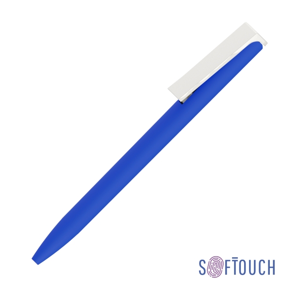 Ручка шариковая "Clive", покрытие soft touch (синий с белым) (Изображение 1)