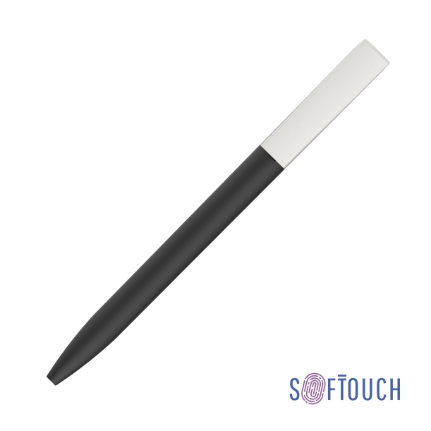 Ручка шариковая "Clive", покрытие soft touch (черный с белым) (Изображение 1)