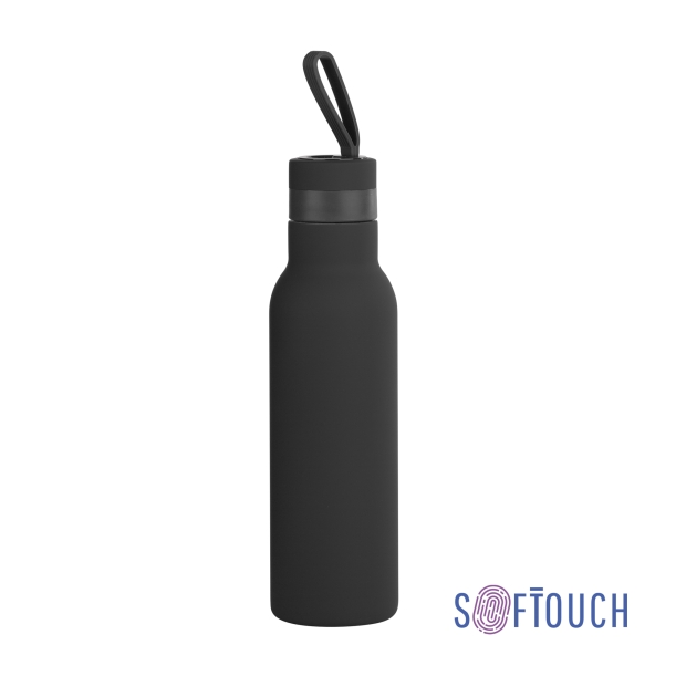 Бутылка для воды "Фитнес" 700 мл, покрытие soft touch (черный) (Изображение 1)