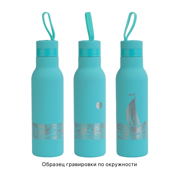 Бутылка для воды "Фитнес" 700 мл, покрытие soft touch (бирюзовый) (Изображение 5)